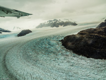 8/29/16, Sea-plane from Petersburg, AK: View of the glacier ice inching towards the fjord.  A river of ice indeed!
