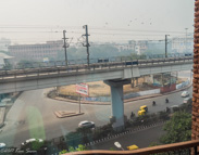 Delhi:  Out the window of our first hotel early morning, no traffic. The first  experience yesterday with Delhi traffic was harrowing!