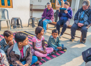 No school today, but these kids have agreed to come talk with us.