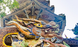 We arrive at the amazing Linh Phuoc Pagoda, with so much of it made from small pieces of glass.