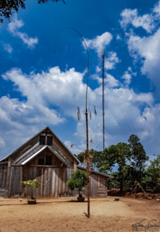 Here we have a Christian church, a tribal religious item in front, and the cell tower behind.  My cell reception here was better than in some area of Nebraska!