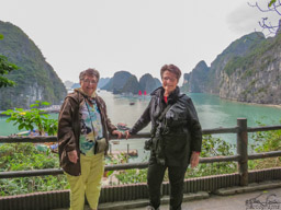 Judy and I at a platform in front of Sung Sot Grotto.