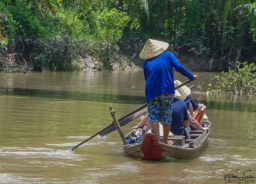 The sampan ride - and we each got a hat for the occasion.