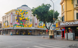 Passed this corner with a fancy performing arts plaza on one side and ye old McDonald's on the other side.