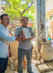 A visit to a local pottery manufacturing shop was quite interesting.  The master potter shows us a mold.