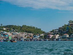 We pass this island as we head for the floating fishing village.