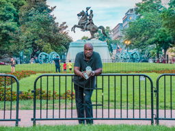 Andrew Jackson gives a tip of the hat in Lafayette Square across from the WH.