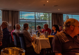And here we are, having dinner as the ship moves in the lock - lovely view of the walls.