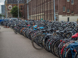 More bicycles.  Takes much less area than car parking and is environmentally friendly.