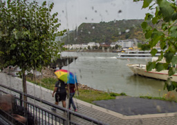 We had a cloudburst at the end of the ship ride through the gorge.  Here we are back in the bus (and a little wet).