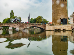 End of the canal trip, again from the canal boat in light rain.
