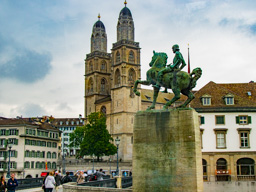 Zurich: Cathedral guarded by Hand Waldmann.
