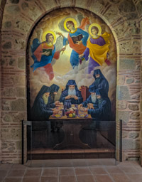 Painting/mural was not inside the area where photos are prohibited and gives some idea of the inside contents.