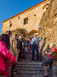 Whew, we've climbed those stairs and now we wait for the monastery to welcome us inside.