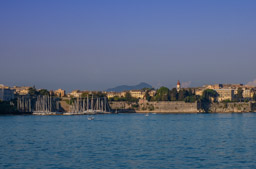 Corfu gleams in the morning light as we pull away.